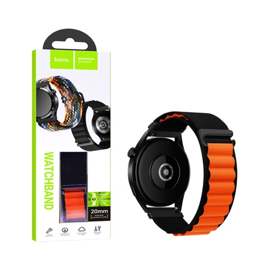 Hoco Nylon Bracelet WH05 Climbing Series Mountain 20mm Black and Orange